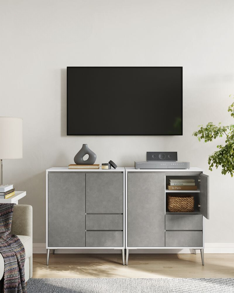 Nancy's Basiglio Chest of Drawers - Dresser - Sideboard - Storage Cabinet - Concrete Grey - 70 x 40 x 85 cm