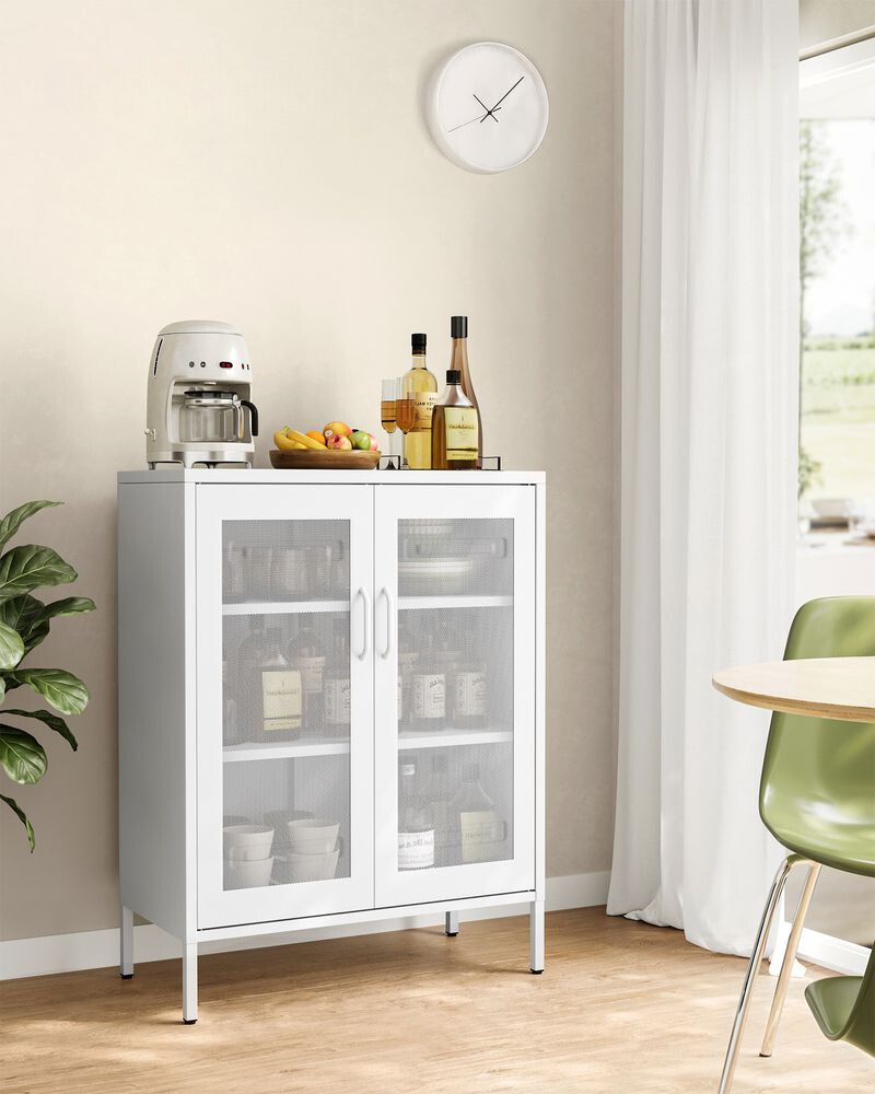 Nancy's Bassano Chest of Drawers - Sideboard - Storage Cabinet - Sideboard - White - Steel - 80 x 40 x 105 cm