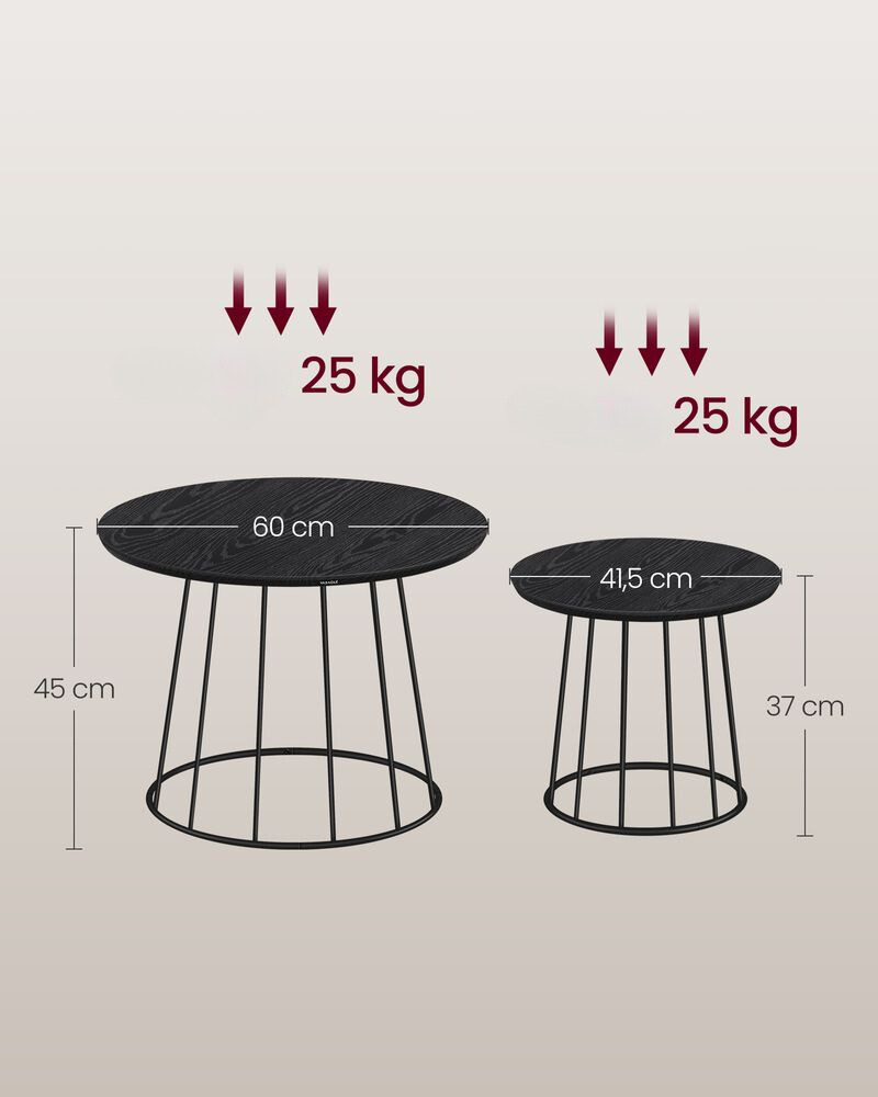 Nancy's Bazzano Salontafel Set - Bijzettefal Set - Koffietafel - Ebbenhout Zwart