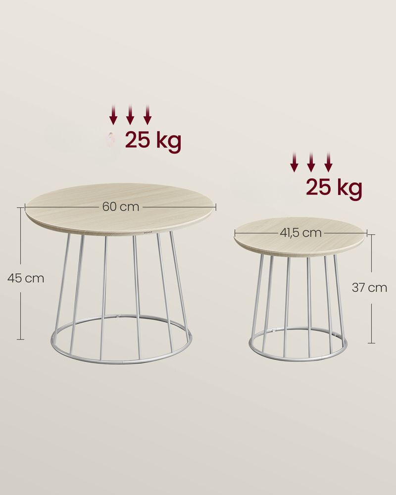 Nancy's Bazzano Salontafel Set - Bijzettefal Set - Koffietafel - Natuurlijk Beige