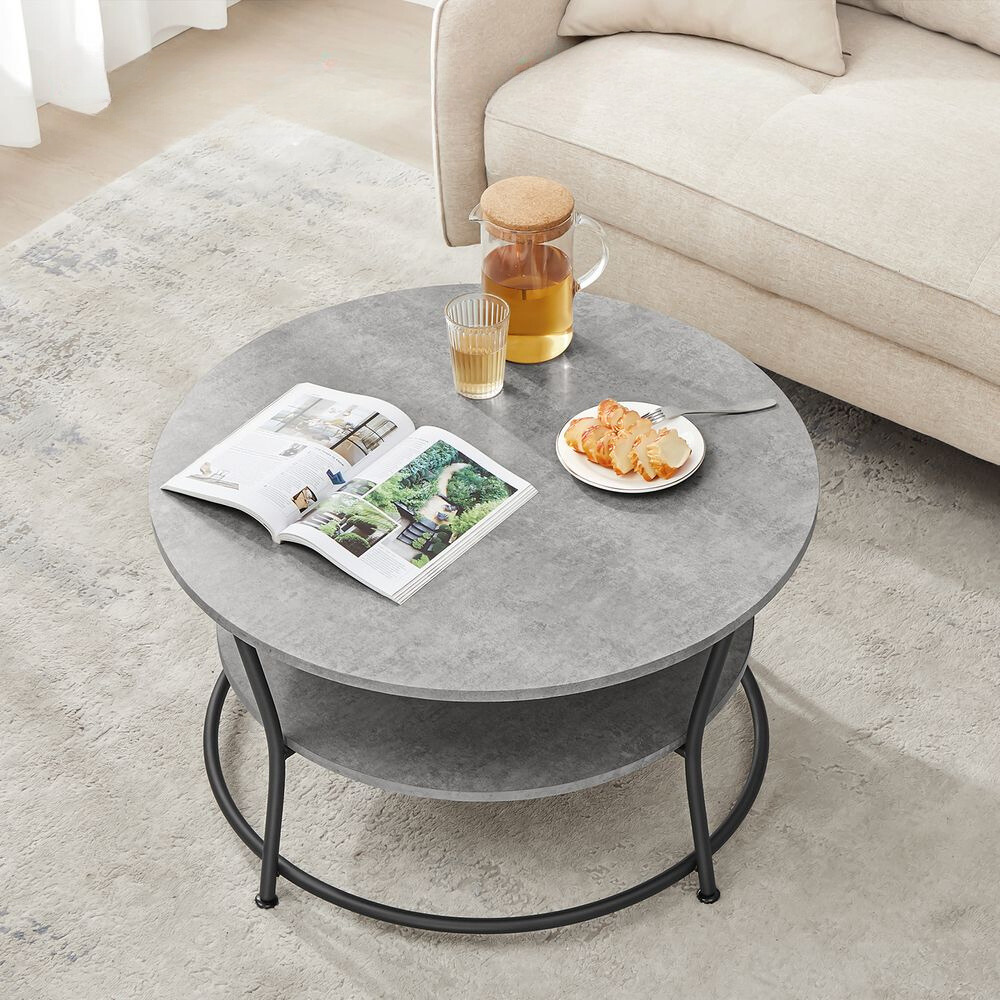 Nancy's Belcastro Coffee Table - Round - Concrete Grey / Black - ± Ø 80 x 45 cm