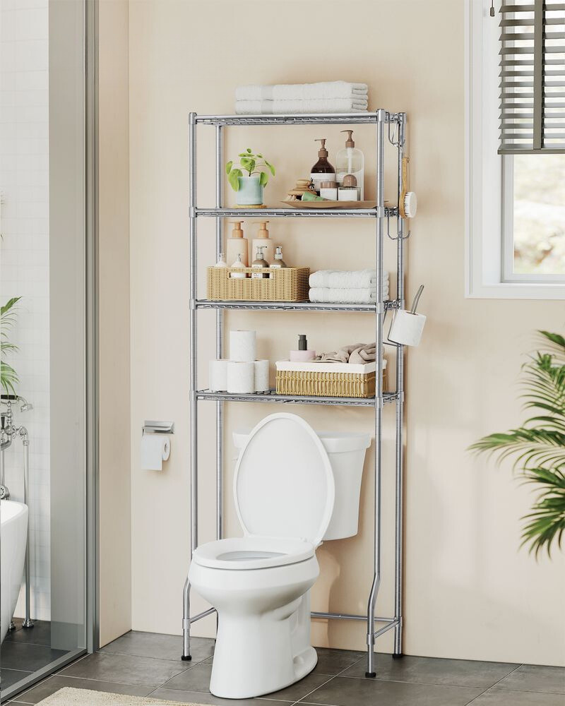 Nancy's Bentivoglio Toiletkast - Toilet Meubel - Badkamerrek - Wasmachinerek - Grijs - Staal - ± 60 x 30 x 175 cm