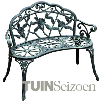 Nancy's Riverview Tuinbank - Bankje - 2-Zits Bank - Metaal - Antiek Groen - 100 x 54 x 80 cm