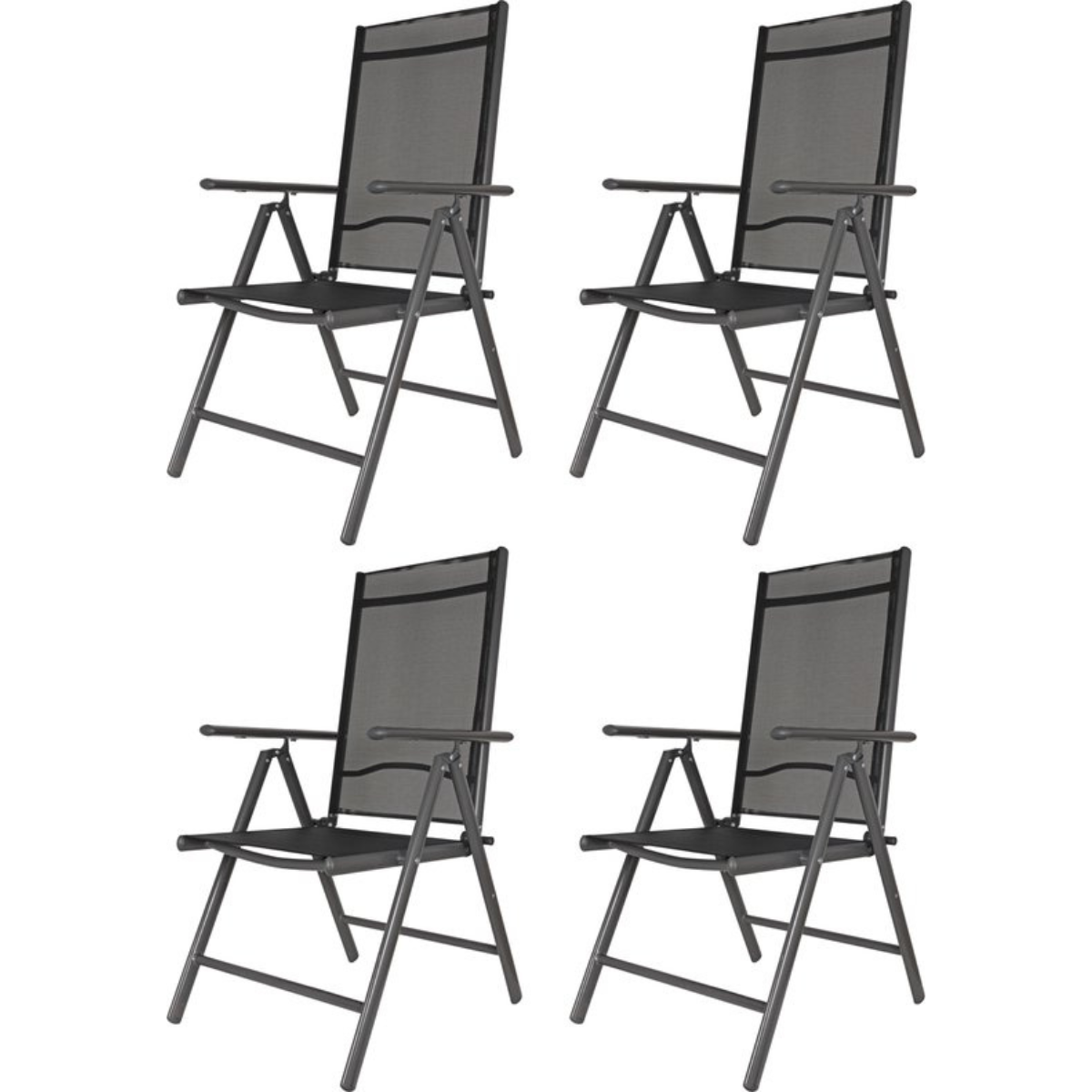 EASTWALL Adjustable Garden Chair - 4 Pieces - Lounger - Camping Chair - Foldable - Anthracite