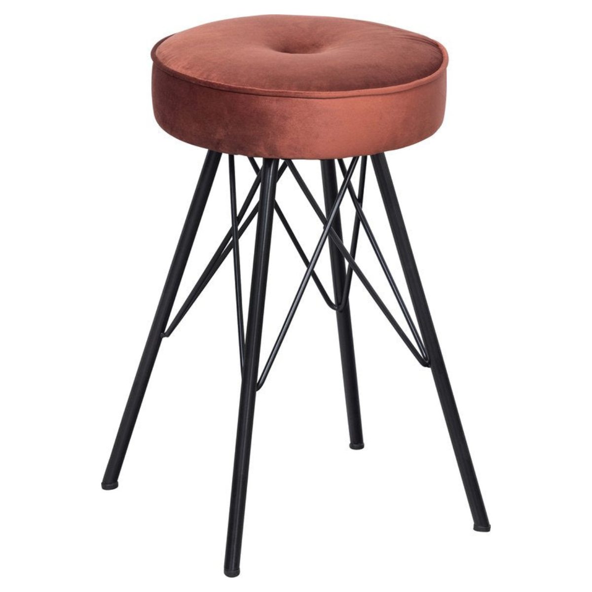 WOOOD Bella Stool - Bar Stool - Velvet - Brick Red