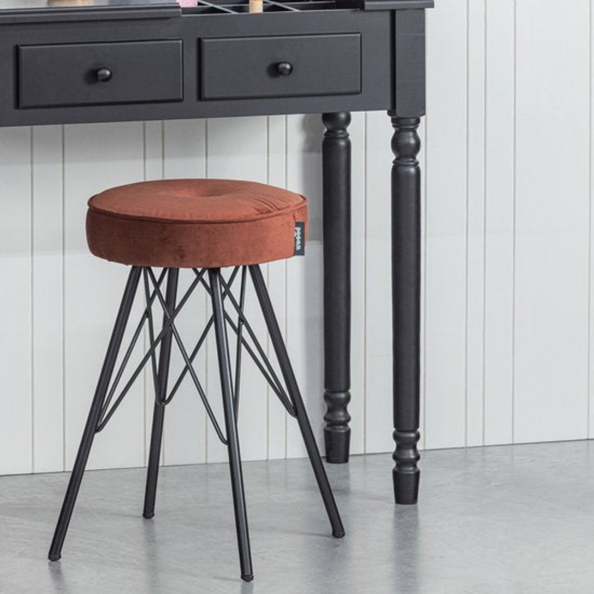 WOOOD Bella Stool - Bar Stool - Velvet - Brick Red