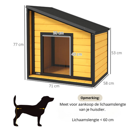 Nancy's Calvao Hondenhok - Hondenverblijf - Hondenkennel - Dennenhout - ± 70 x 60 x 55 / 75 cm