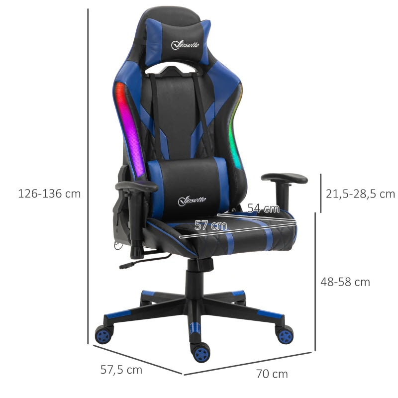 Nancy's Anfo Gamestoel - Gaming Stoel - Ergonomisch - Met LED Licht - Draaibaar - Zwart / Blauw