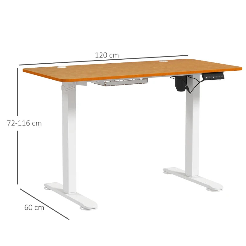 Nancy's Ascrea Verstelbaar Bureau - Zit-Sta Bureau - Elektrisch Bureau - Natuurlijk - 120 x 60 72-116 cm