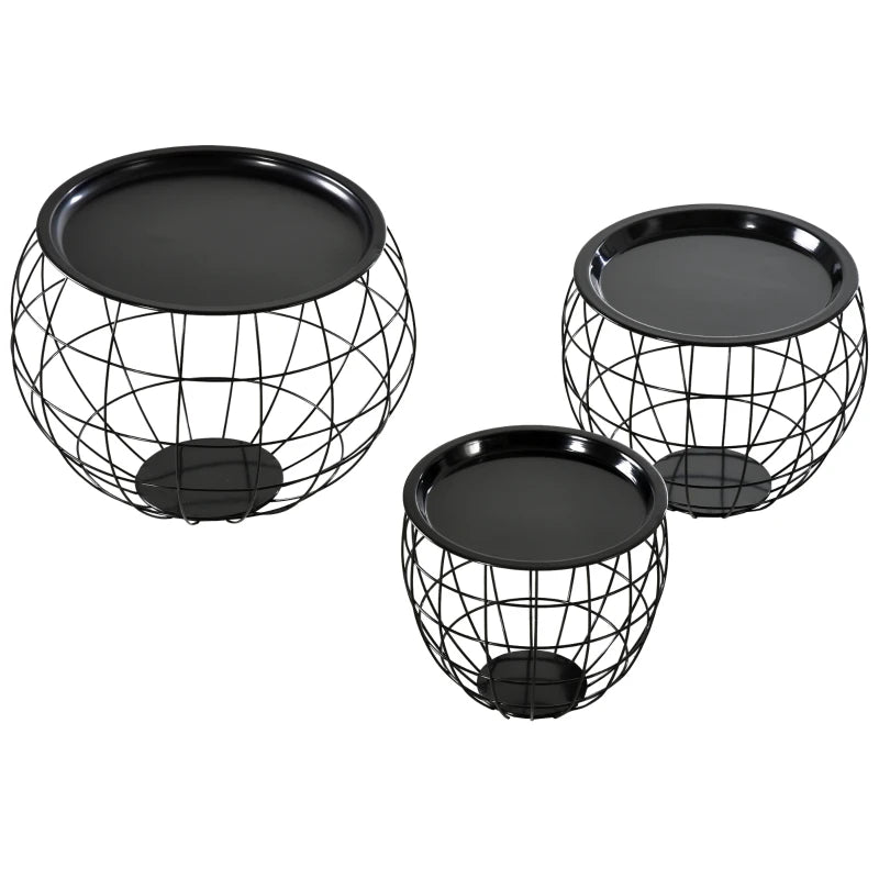 Nancy's Baunei Coffee Table Set - Side Table Set - Coffee Table - Black - Steel