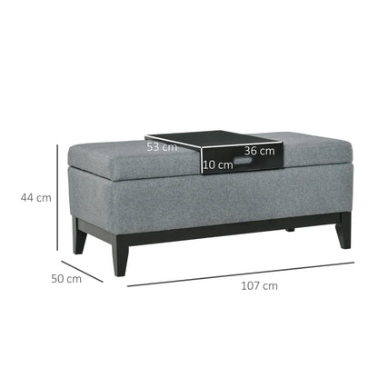 Nancy's Ribeiradio Opbergbank - Hocker - Bank met opbergruimte - Grijs / Zwart - ± 110 x 50 x 45 cm