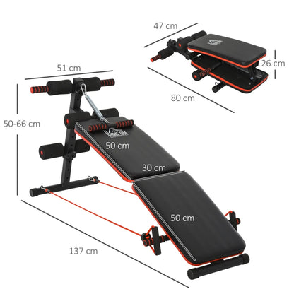 Nancy's Bagnara Trainingsbank - Halterbank - Fitnessbank - Multifunctioneel - Opvouwbaar - Rood / Zwart