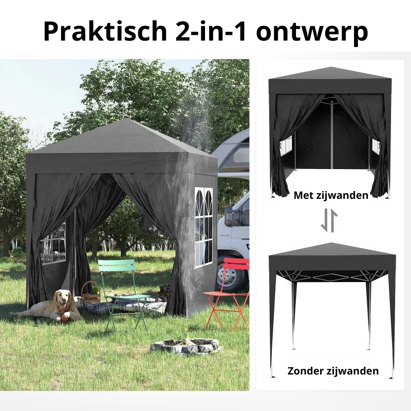 Nancy's Besteiros Paviljoen - Partytent - Tuin Paviljoen - Zwart - 200 x 200 x 240 cm