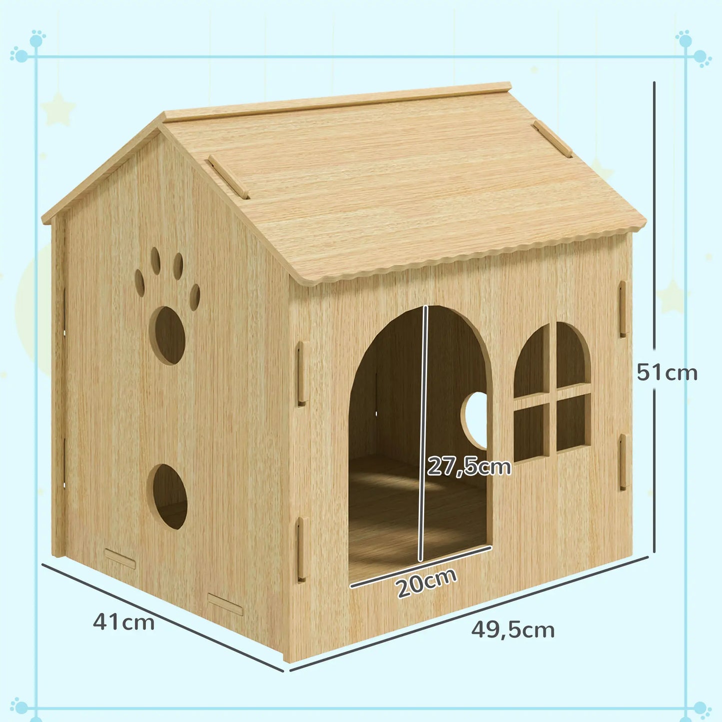 Nancy's Lagares Hondenhok - Hondenkennel - Hondenverblijf - Eiken - ± 50 x 40 x 50 cm