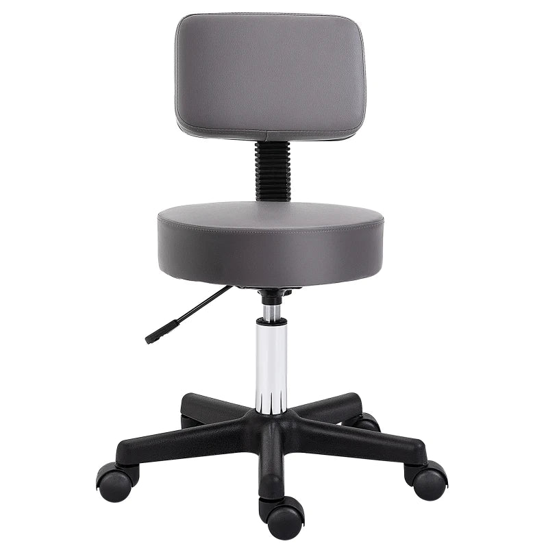 Nancy's Attigliano Work Stool - Salon Stool - With Backrest - Adjustable Height - Swivel - Gray - Faux Leather