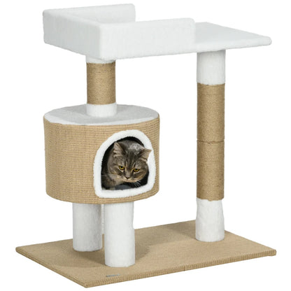 Nancy's Veigalila Krabpaal - Kattenboom - Kattenbed - Bruin / Wit - ± 70 x 50 x 80 cm