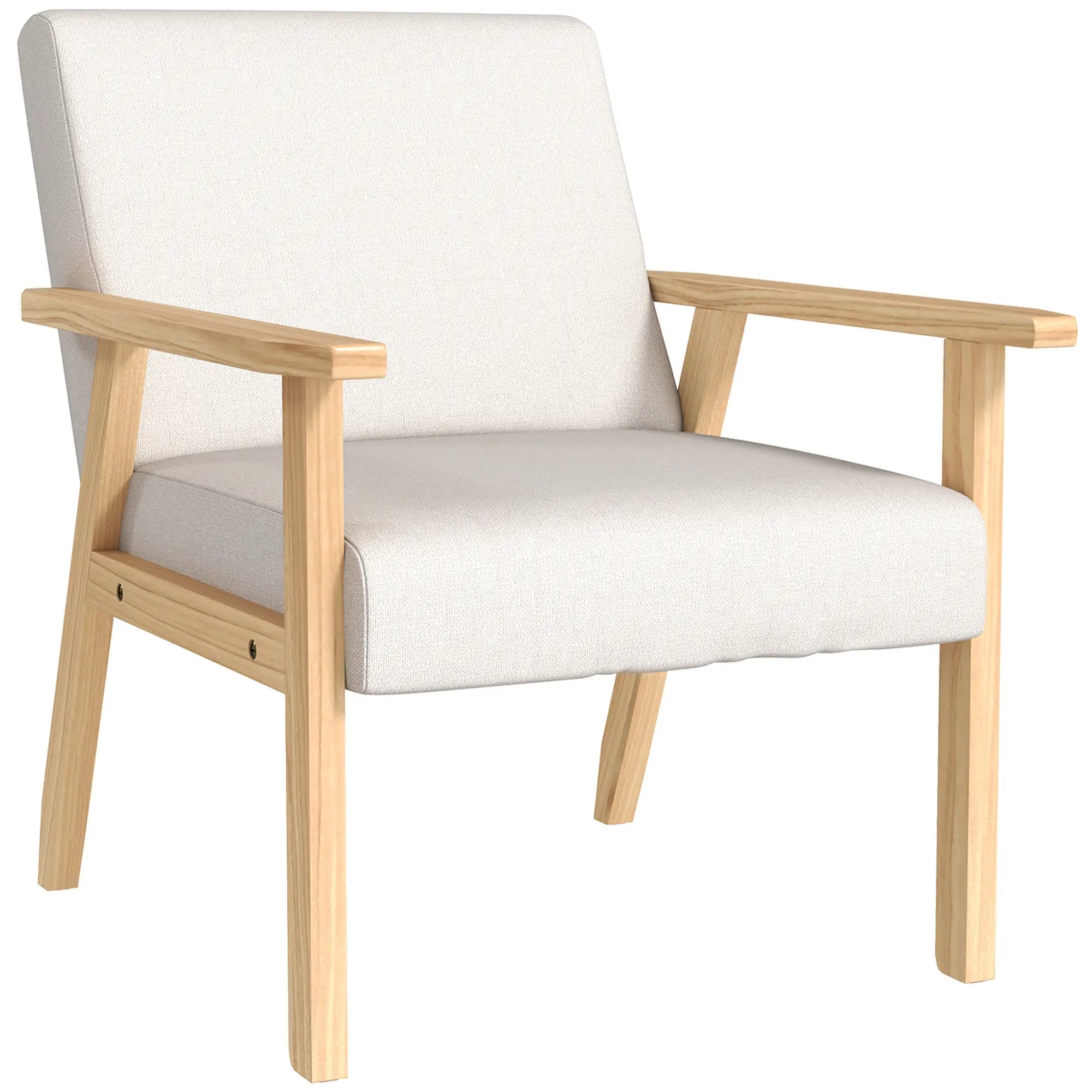 Nancy's Nabais Fauteuil - Relaxstoel - Stoel - Scandinavisch - Roomwit - Linnen / Dennenhout