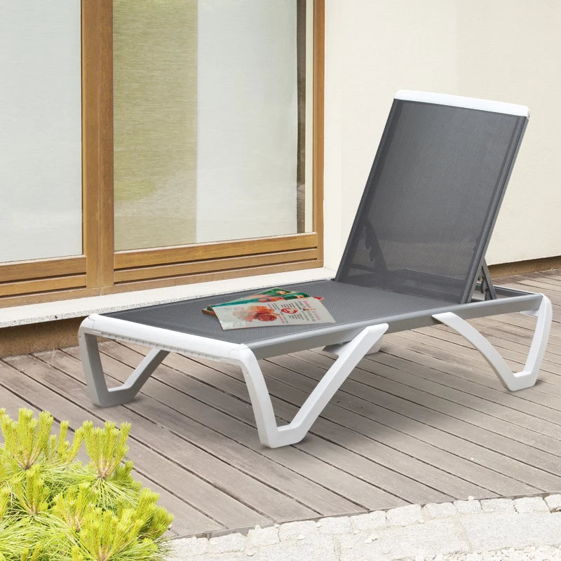 Nancy's Piebra Ligbed - Loungebed - Ligstoel - Grijs - Aluminium