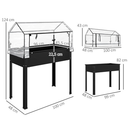 Nancy's Terrugem Kweekkas - Plantenkas - Tuinkas - Verhoogd Tuinbed - Zwart - ± 100 x 50 x 125 cm