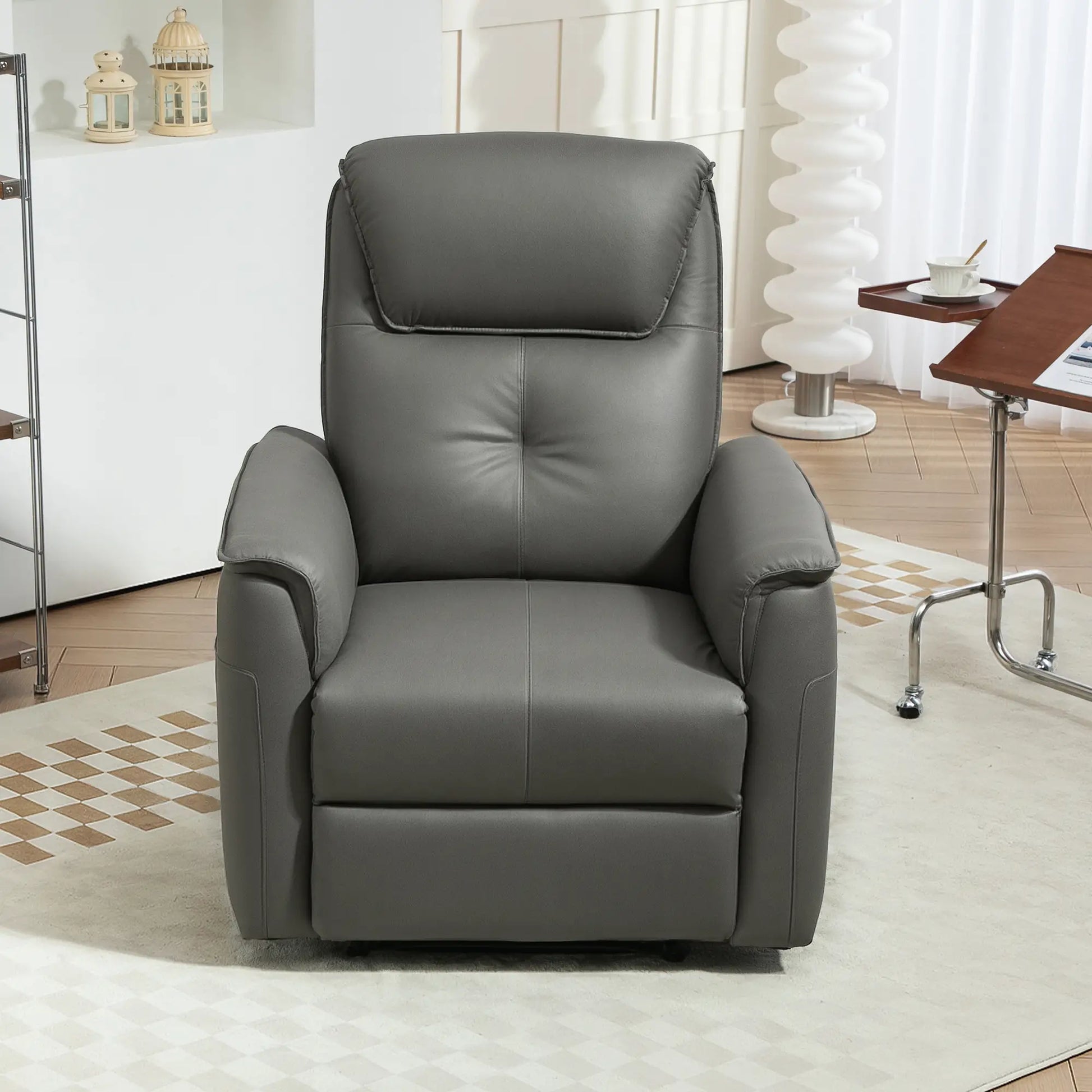 Nancy's Feteira Relaxfauteuil met Voetensteun - Loungestoel - Fauteuil - Relaxstoel - Lichtgrijs - Microvezel