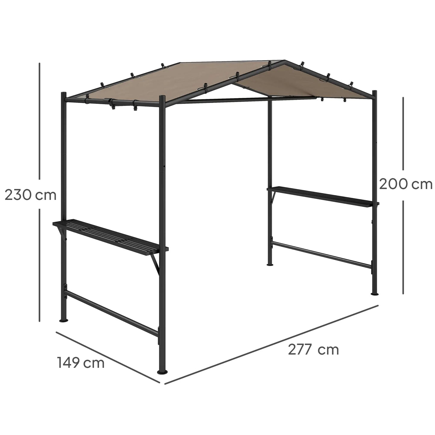 Nancy's Accumoli Bbq overkapping - Barbecue Paviljoen - Bbq afdak - Kaki - Staal - ± 275 x 150 x 230 cm