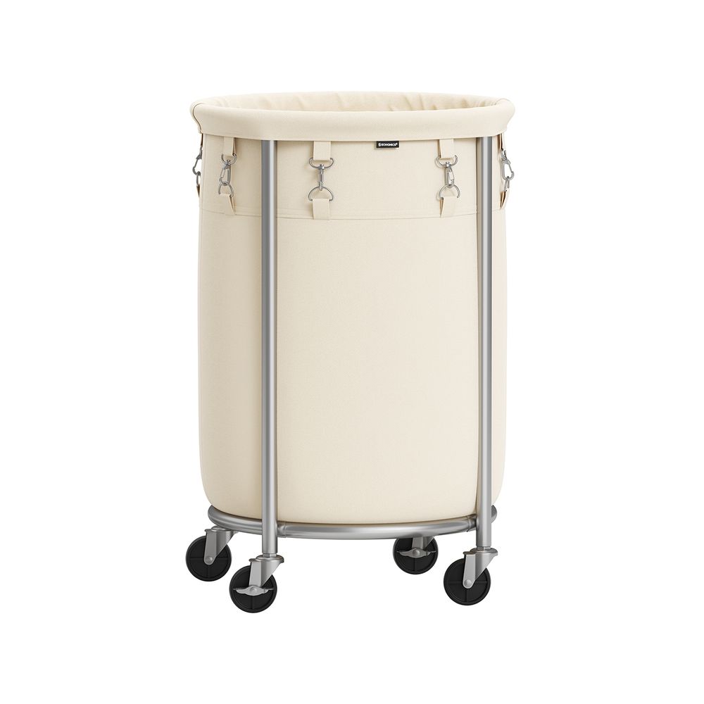 Nancy's Bortigiadas Wasmand - Op Wieltjes - Créme / Zilver - 70L