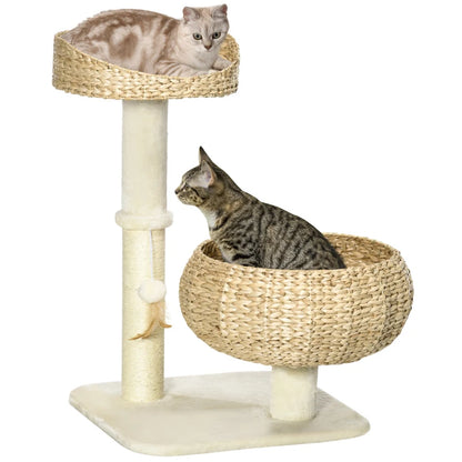 Nancy's Serapicos Krabpaal - Kattenbed - Speelbal - Pluche - Beige/Créme wit - ± 50 x 50 x 70 cm