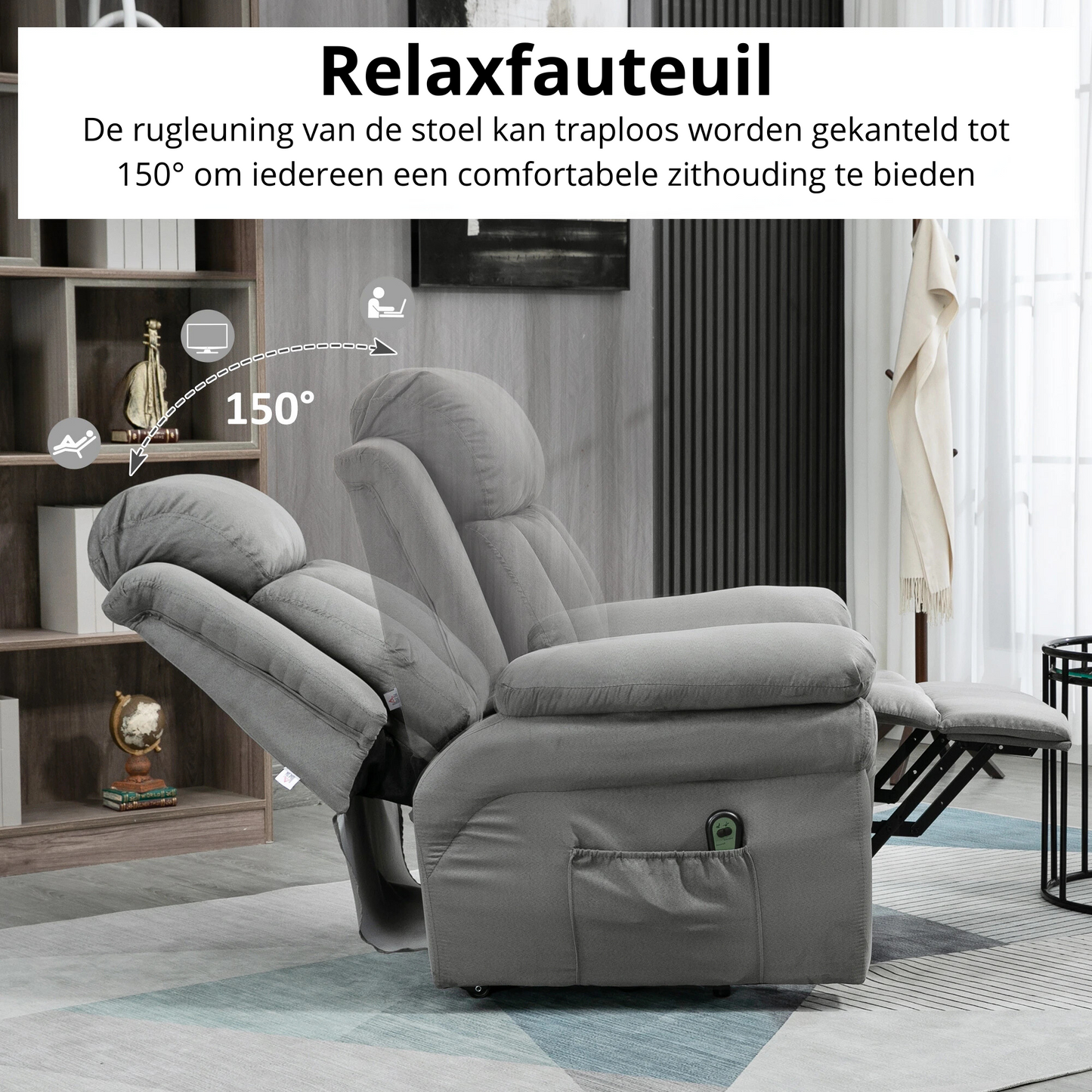 Nancy's Atalaia Sta op stoel - Opsta stoel - Seniorenstoel - Relaxfauteuil - Grijs