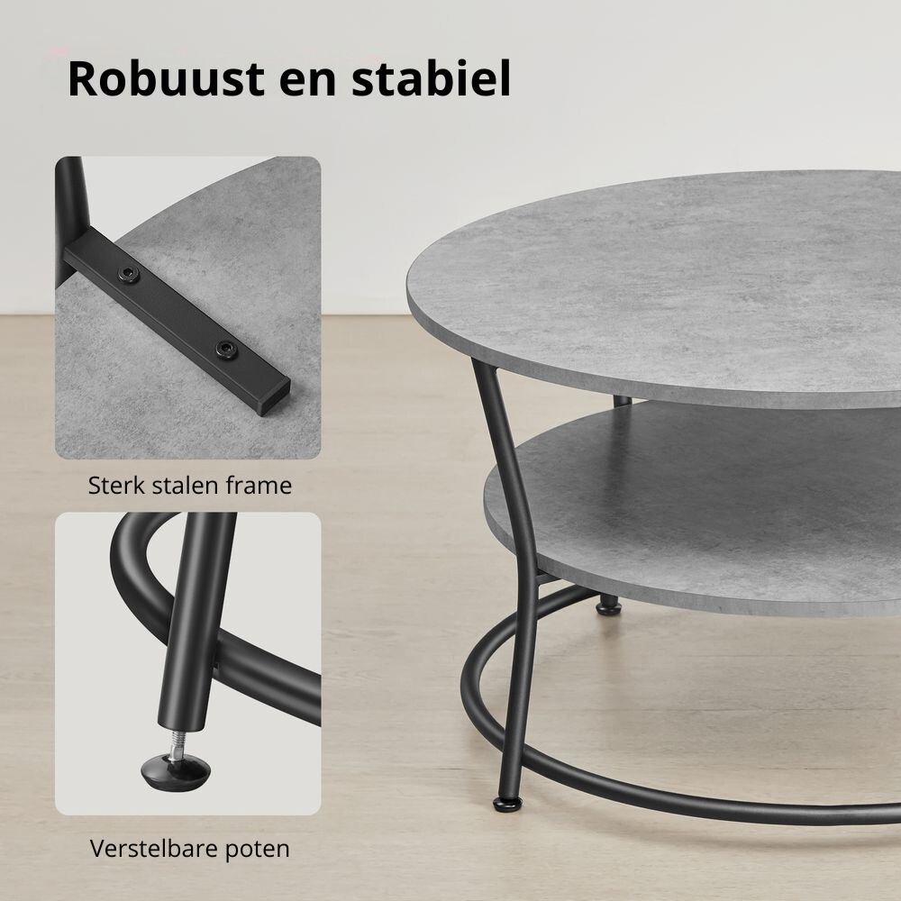 Nancy's Belcastro Coffee Table - Round - Concrete Grey / Black - ± Ø 80 x 45 cm