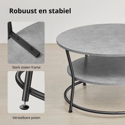 Nancy's Belcastro Coffee Table - Round - Concrete Grey / Black - ± Ø 80 x 45 cm