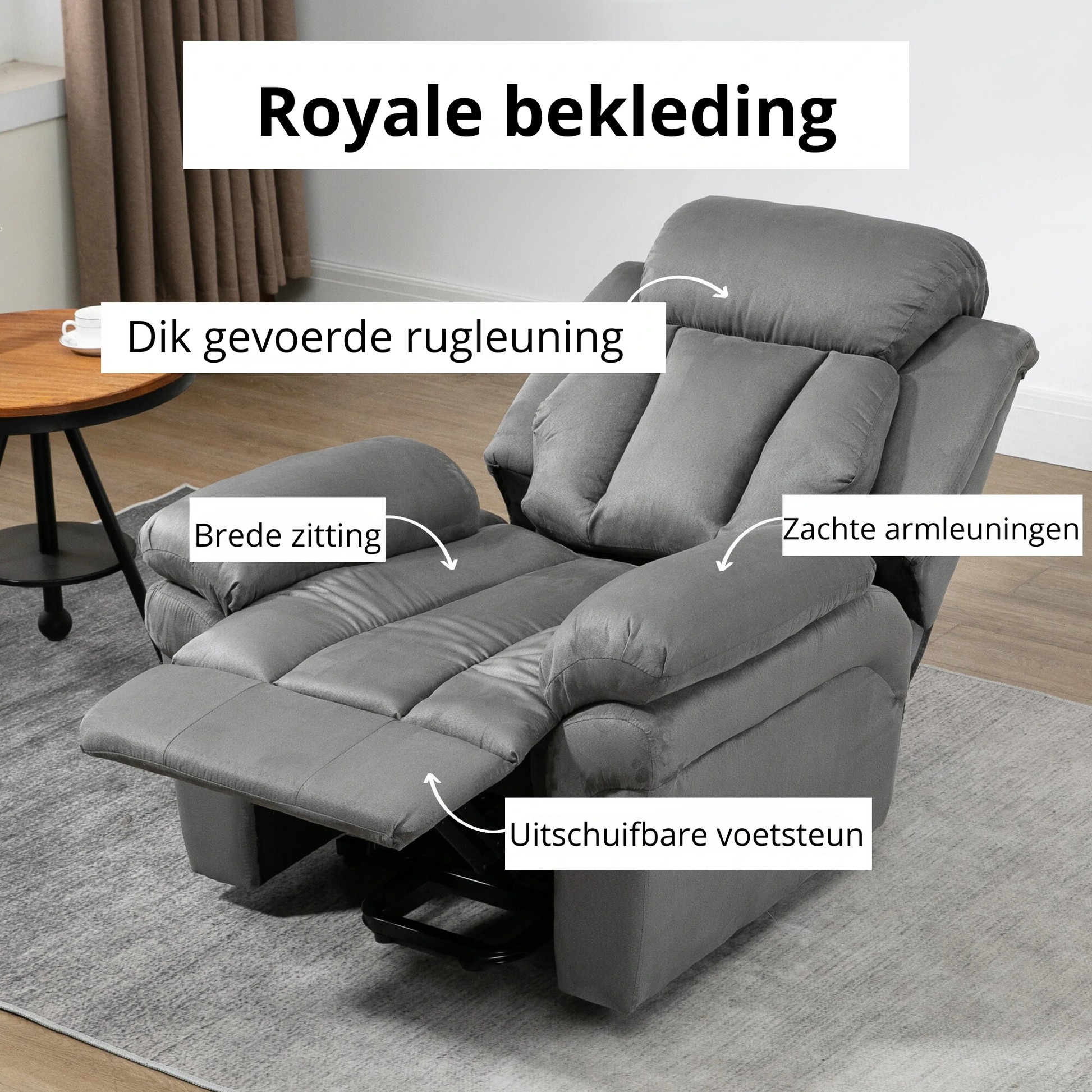 Nancy's Atalaia Sta op stoel - Opsta stoel - Seniorenstoel - Relaxfauteuil - Grijs