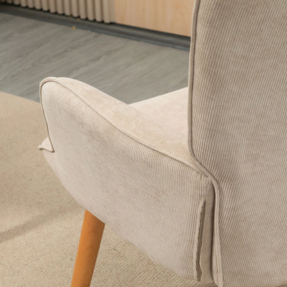 Nancy's Louriçal Relaxfauteuil met Hocker - Relaxstoel - Loungestoel - Beige - Ribfluweel