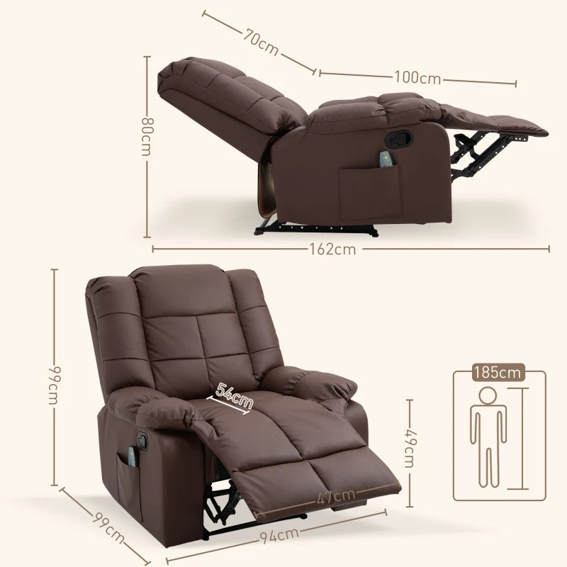 Nancy's Alfero Massagestoel - Relaxstoel - Relaxfauteuil - Met Afstandsbediening - Verstelbare Rugleuning - Bruin - Kunstleer