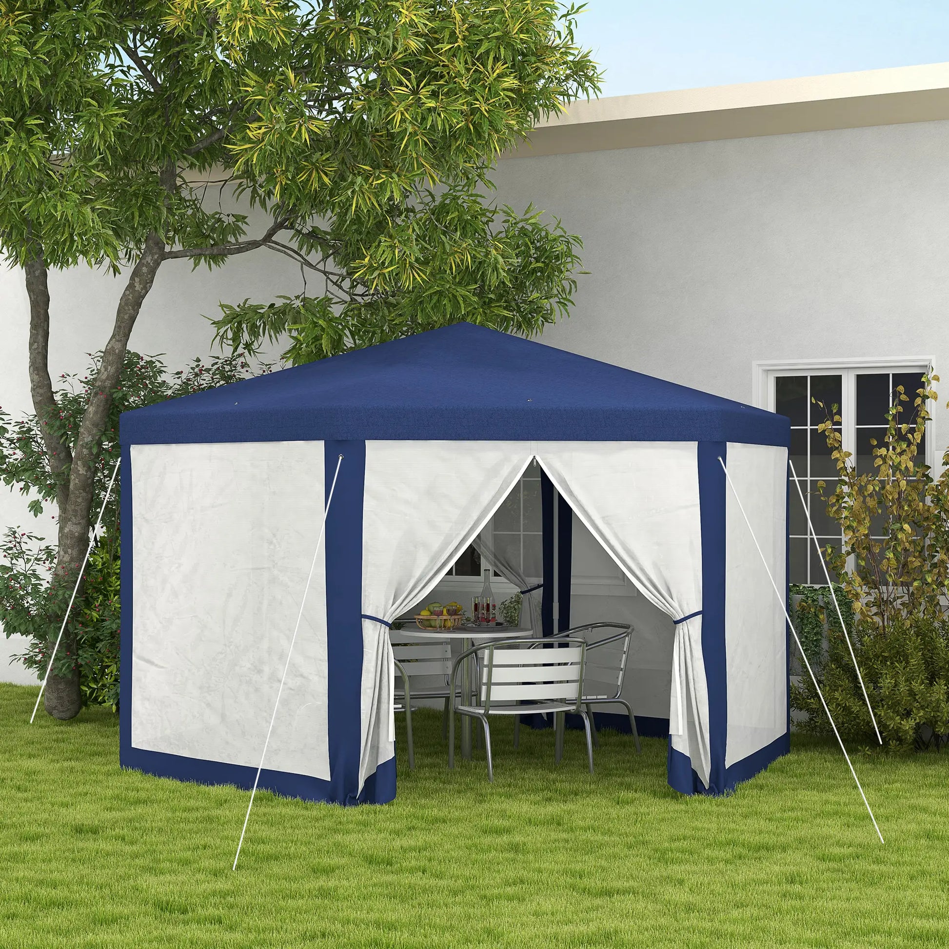 Nancy's Cavriglia Paviljoen - Partytent - Tuinpaviljoen - Blauw - ± 395 x 340 x 250 cm