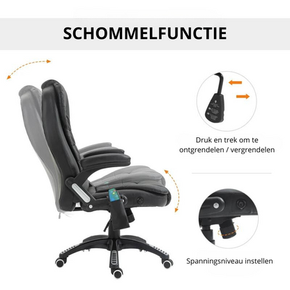 Nancy's Yorkshire Swivel Massage Bureaustoel - Massage- en warmtefunctie - Draaibaar - Ergonomisch - Zwart