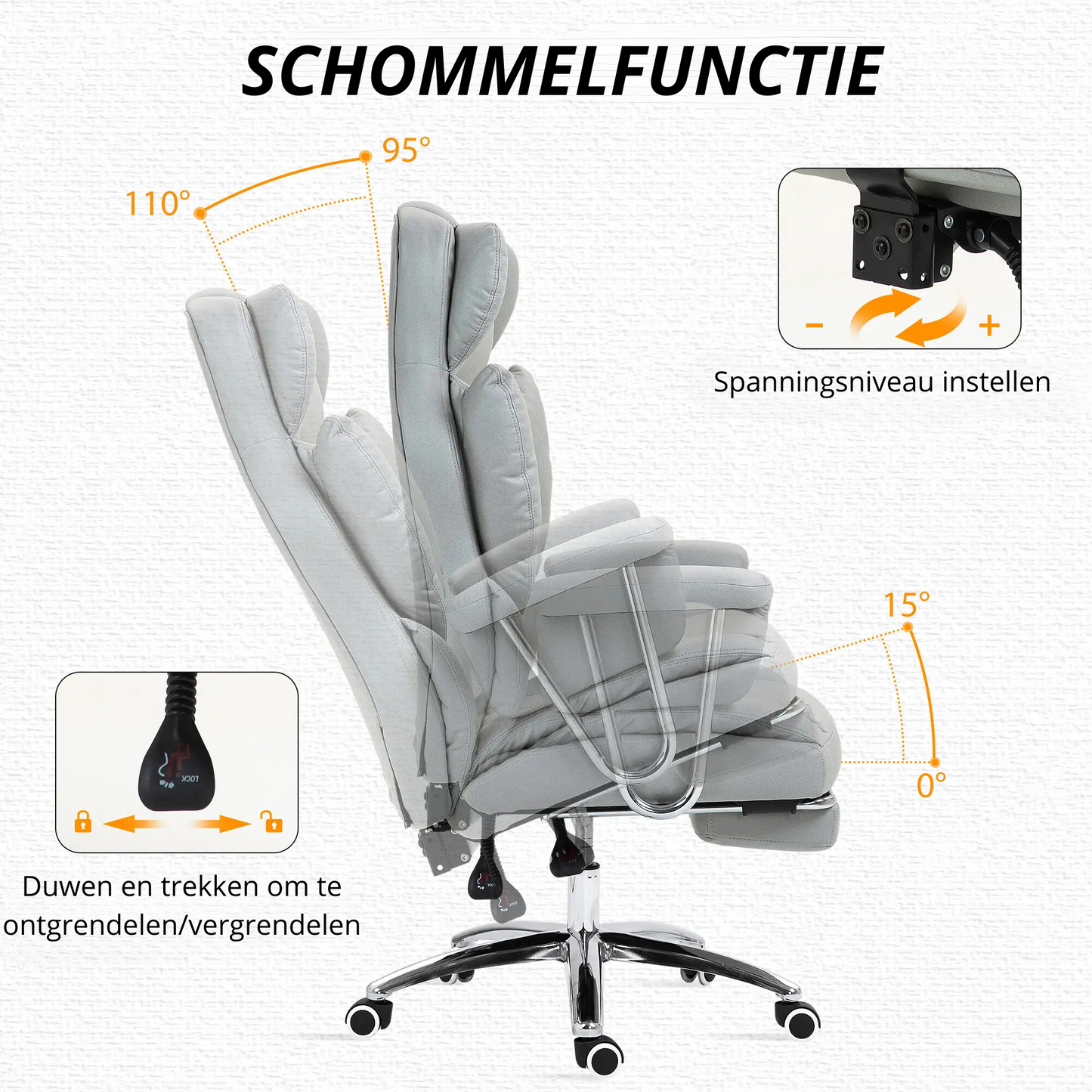 Nancy's Melo Bureaustoel - Directiestoel - Computerstoel - Ergonomisch - Verstelbaar - Lichtgrijs