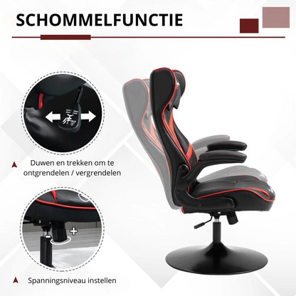 Nancy's Anguillara Gamestoel - Gaming Stoel - Ergonomisch - Draaibaar - Verstelbaar - Zwart / Rood