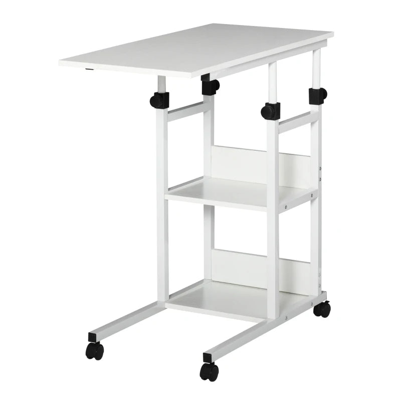 Table d'appoint sur roulettes Nancy's Balasar - Table pour ordinateur portable - Hauteur réglable - Blanc - 80 x 40 x 72-82 cm