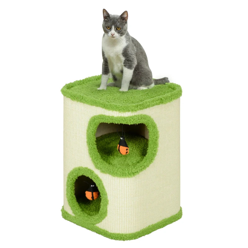 Nancy's Chauto Kattenboom - Kattengrot - Kattentoren - Groen / Crème Wit - ± 40 x 40 x 50 cm