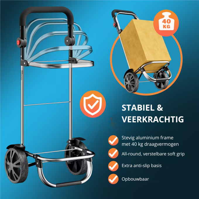 Nancy's Accettura Boodschappentrolley met koelruimte - Boodschappenwagen - Boodschappenkar - Grijs - 56 liter