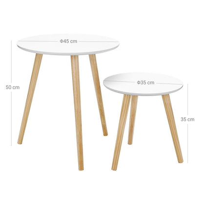 Nancy's Baveno Salontafel Set - Bijzettafel Set - Koffietafel - Wit / Hout