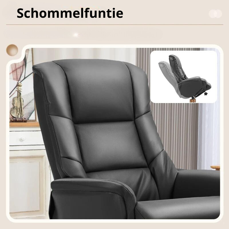 Nancy's Candoso Relaxfauteuil - Relaxstoel - Verstelbare rugleuning - Schommelfunctie - Zwart - Kunstleer / Hout