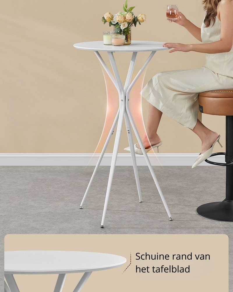 Nancy's Manhouce Bartafel - Hoge Tafel - Statafel - Wit - Ø 60 cm