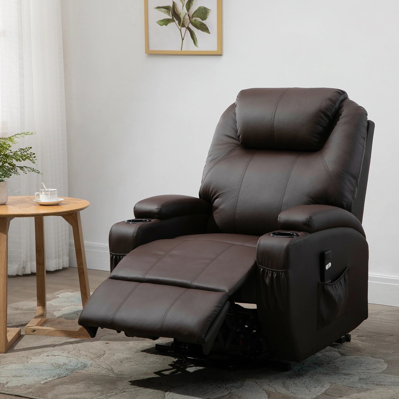 Nancy's Mazouco Sta op stoel - Opsta stoel - Seniorenstoel - Relaxfauteuil - Koffiebruin - Kunstleer