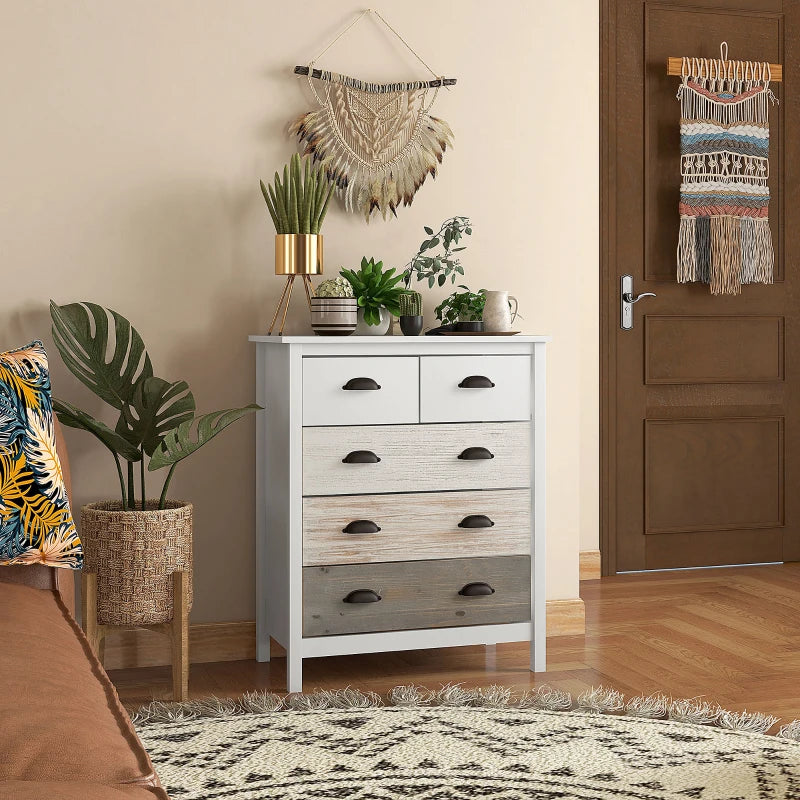 Nancy's Alassio Chest of Drawers - Dresser - Sideboard - Storage Cabinet - White / Brown - ± 70 x 40 x 85 cm