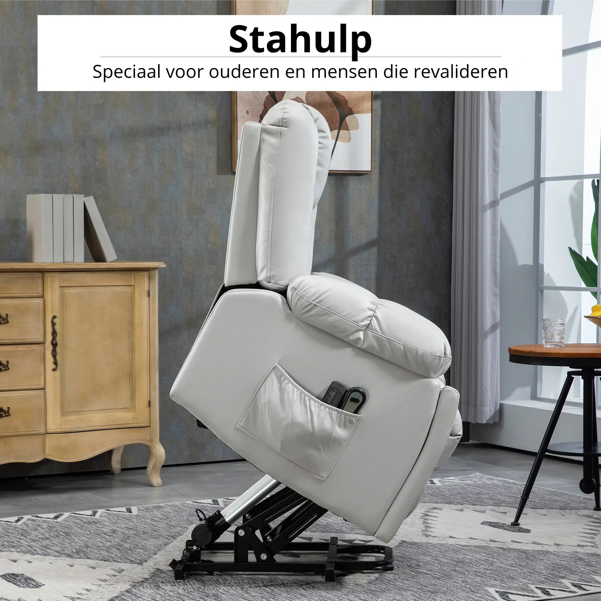 Nancy's Imaculado Sta op stoel - Opsta stoel - Seniorenstoel - Massagestoel - Relaxfauteuil - Grijs