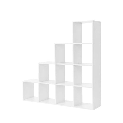 Armoire étagère Rendufe de Nancy - Armoire de rangement - Bibliothèque - 10 compartiments - Blanc - ± 130 x 30 x 130 cm