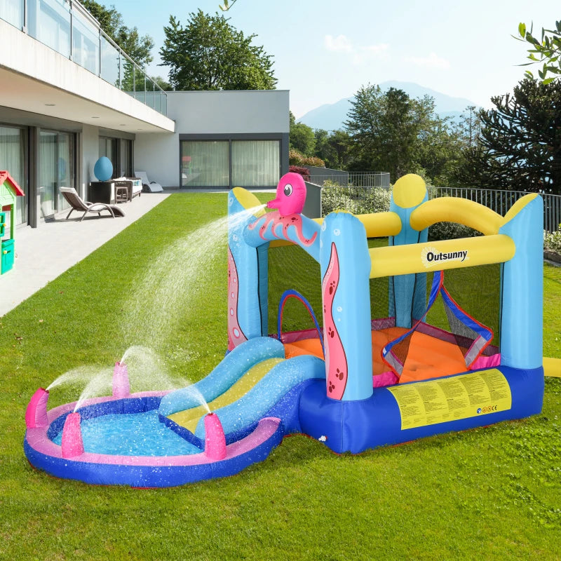 Château Gonflable Longoboa de Nancy Avec Piscine / Toboggan / Trampoline - Château Gonflable Aquatique - 360 x 175 x 180 c,