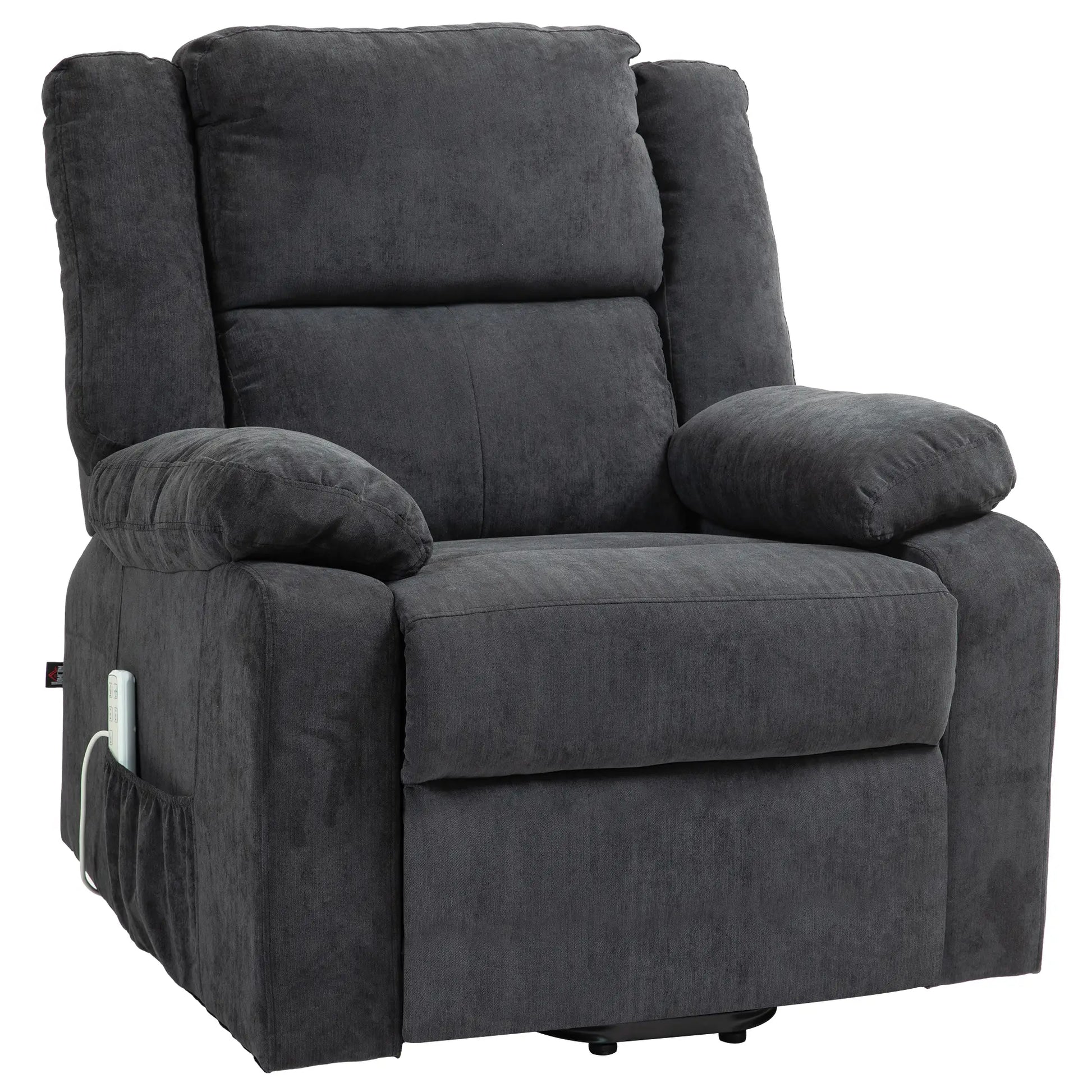 Nancy's Viseu Sta op stoel - Opsta stoel - Seniorenstoel - Relaxfauteuil - Zwart - Pluche