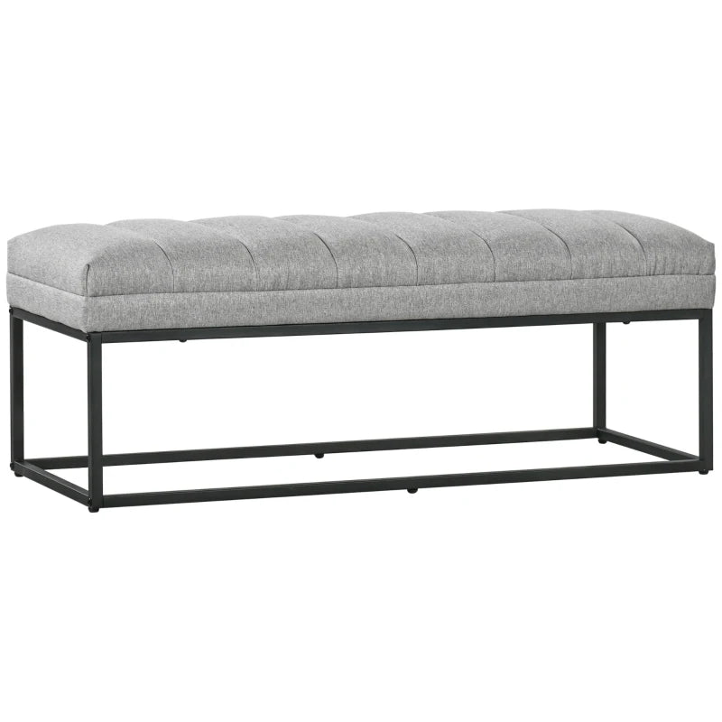 Nancy's Ardenzano Bench - Hallway Bench - Seating Bench - Light Grey - Linen / Steel - ± 120 x 45 x 45 cm